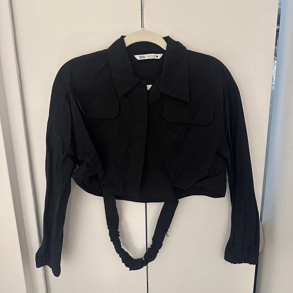 Zara Black Cropped Shirt with Strap